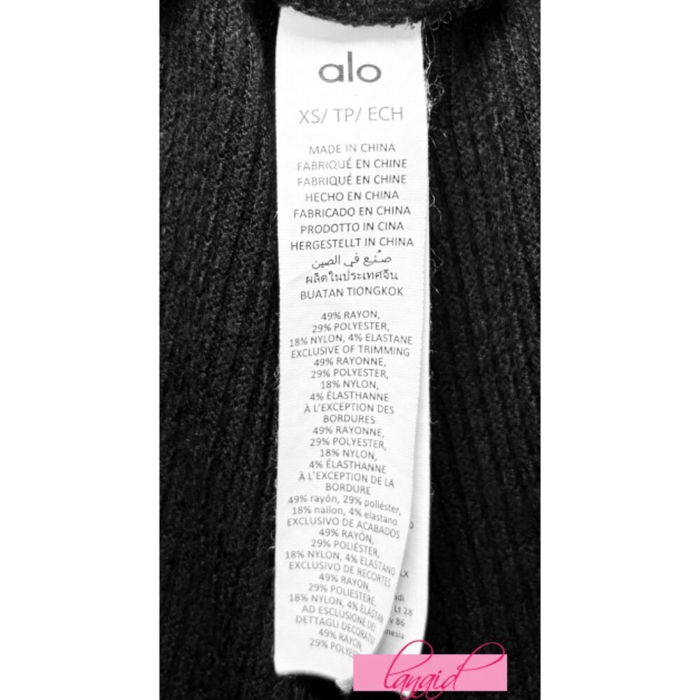 Alo Waffle Weekend Escape Joggers Black High-Rise Waist Thermal Sweats Sweatpant - Picture 10 of 12